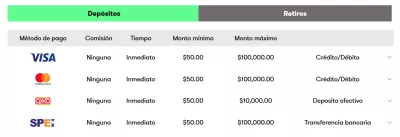 10Bet México - Métodos de Depósito